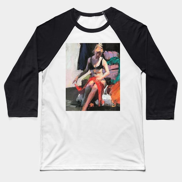 Women Abstrac Art Baseball T-Shirt by momokcuil